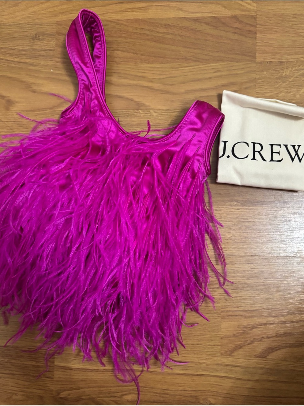 NWT J. Crew Collection Santorini Bag with Feathers in Neon Fuchsia - Picture 5 of 9